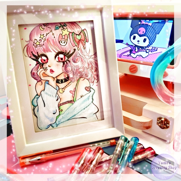 SOLD:   Framed Candy Girl Handmade Artwork - Picture 1 of 5